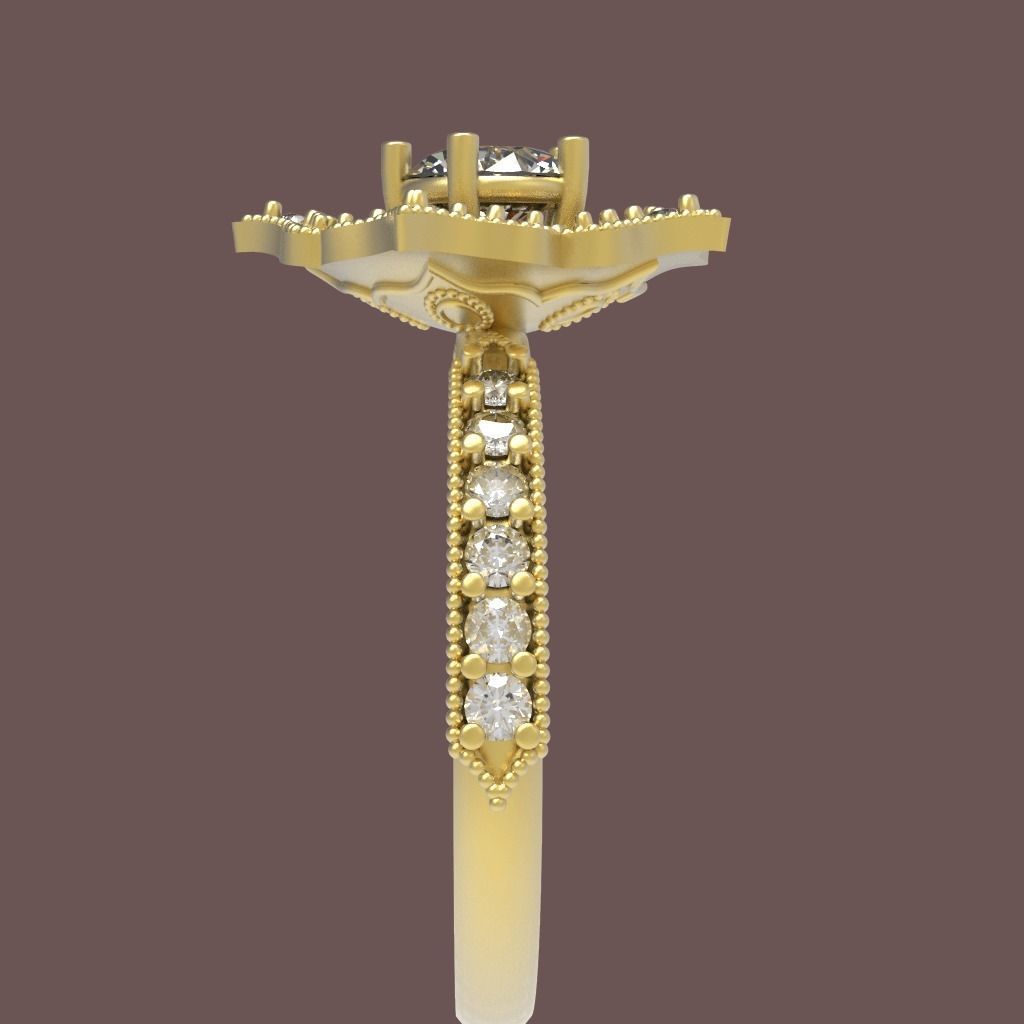 Ring with diamonds 3D print model 3D print model_3