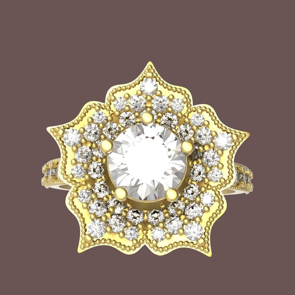 Ring with diamonds 3D print model 3D print model_1