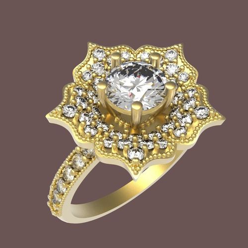 Ring with diamonds 3D print model 3D print model
