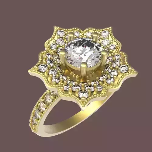 Ring with diamonds 3D print model