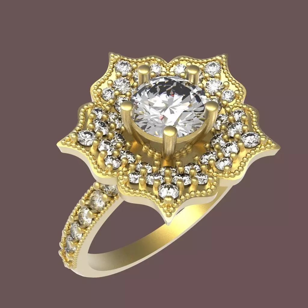 Ring with diamonds 3D print model 3D print model_0