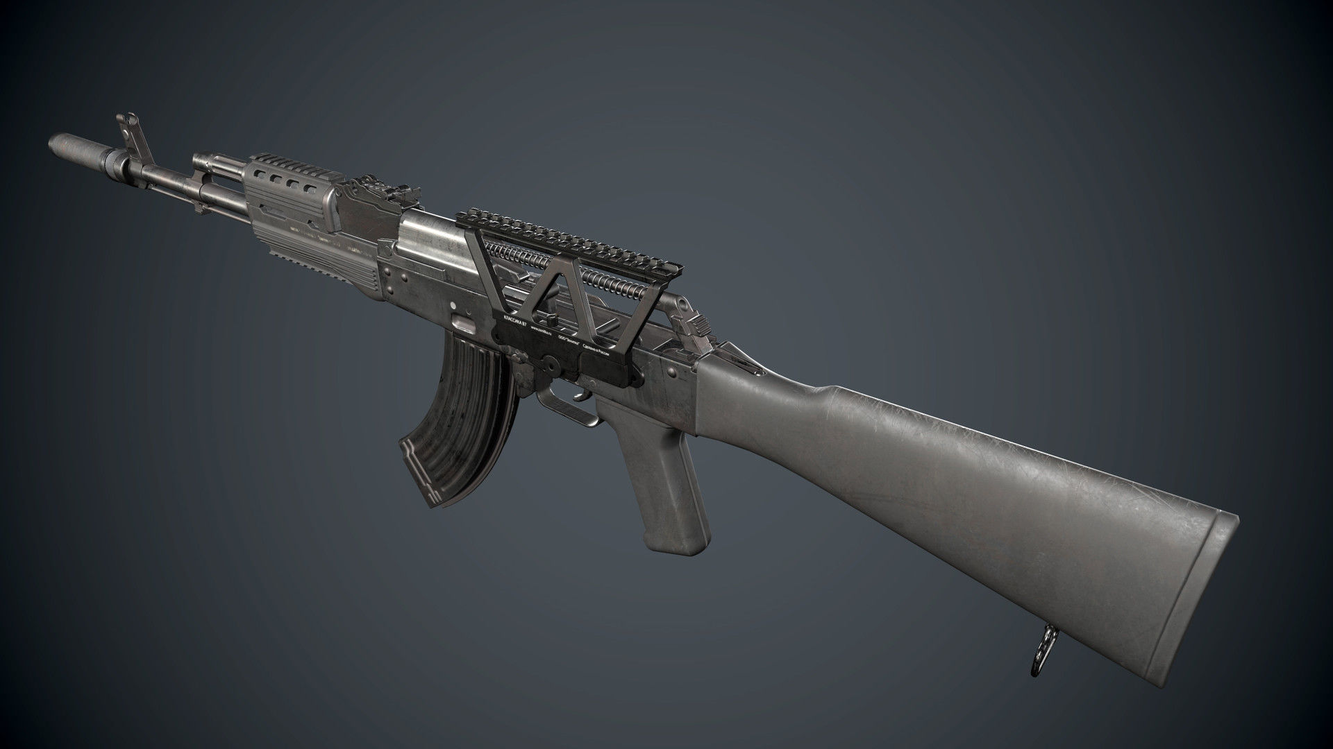 Low Poly AK 47 Low-poly 3D model_3