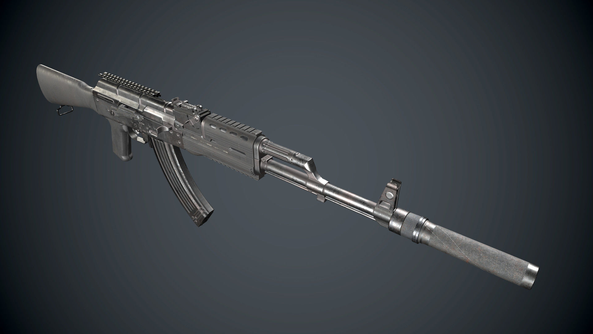 Low Poly AK 47 Low-poly 3D model_1
