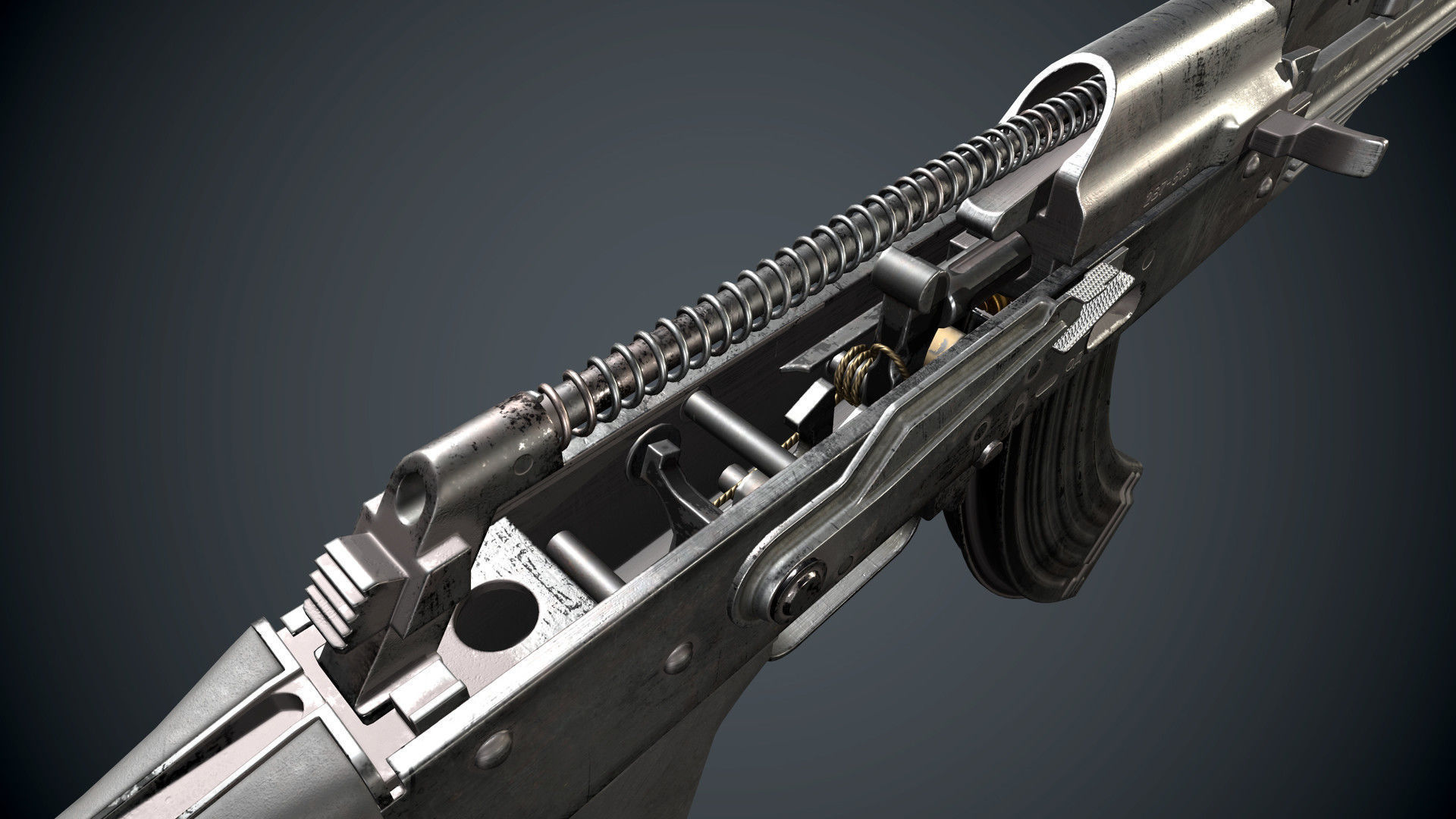 Low Poly AK 47 Low-poly 3D model_6