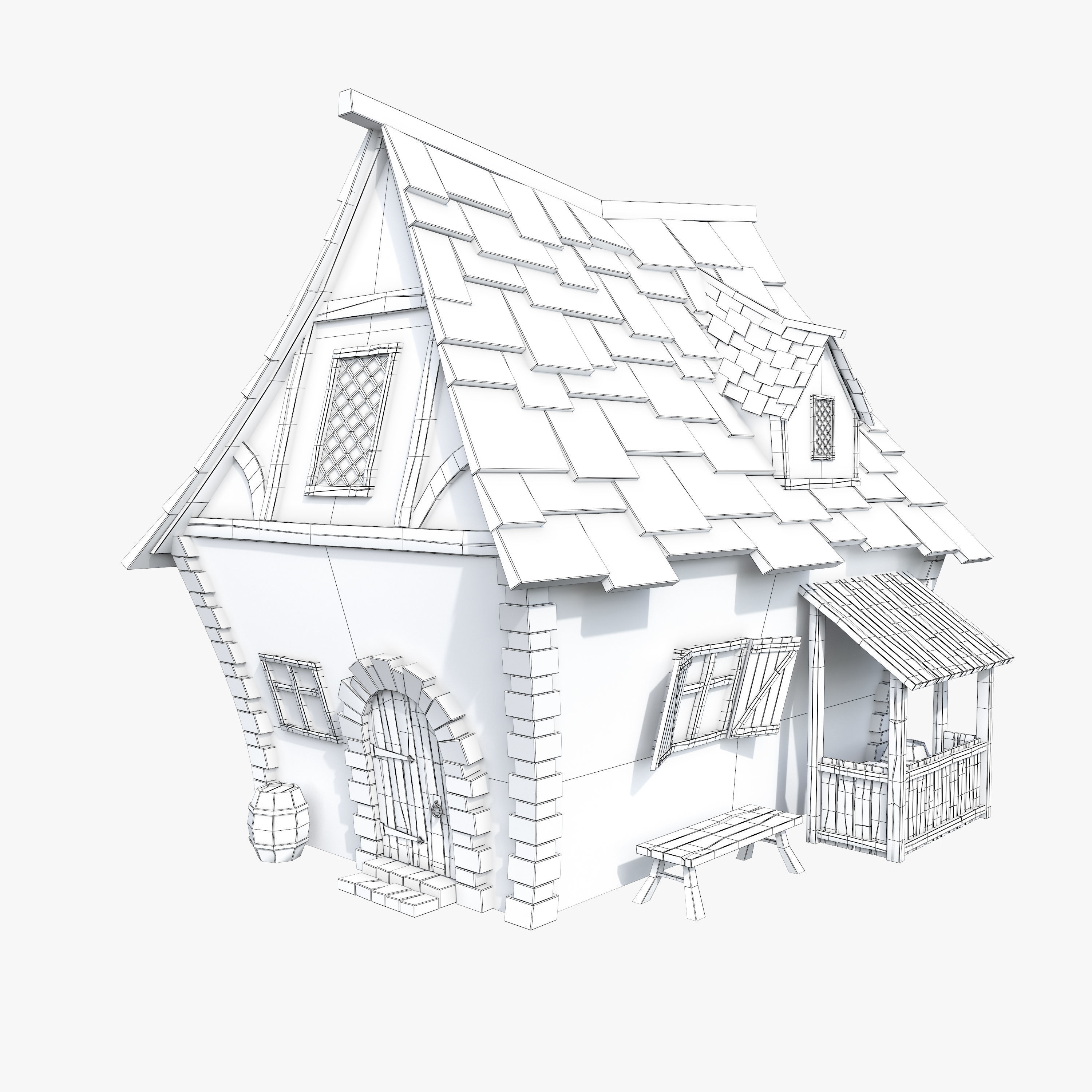 Medieval house 3D model_2