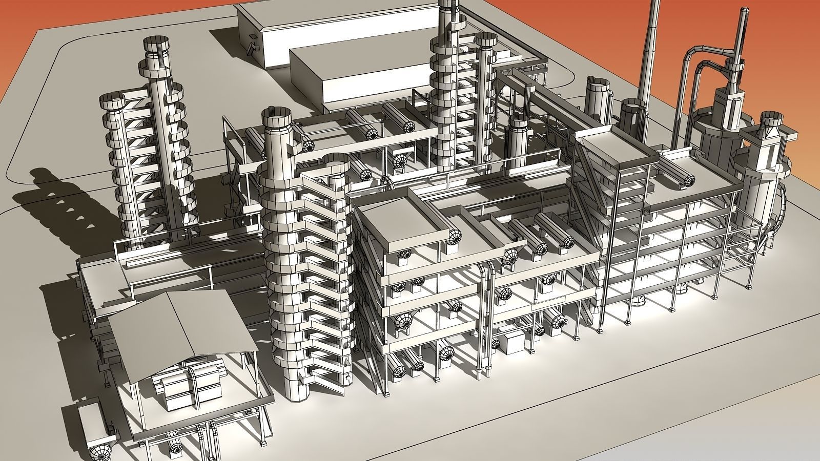 Refinery oil Low-poly 3D model_11