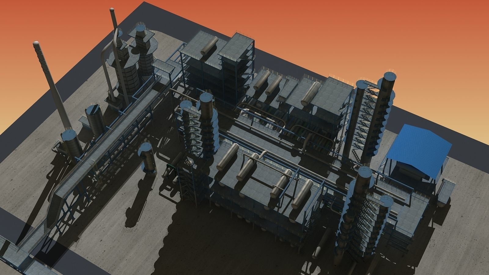 Refinery oil Low-poly 3D model_7