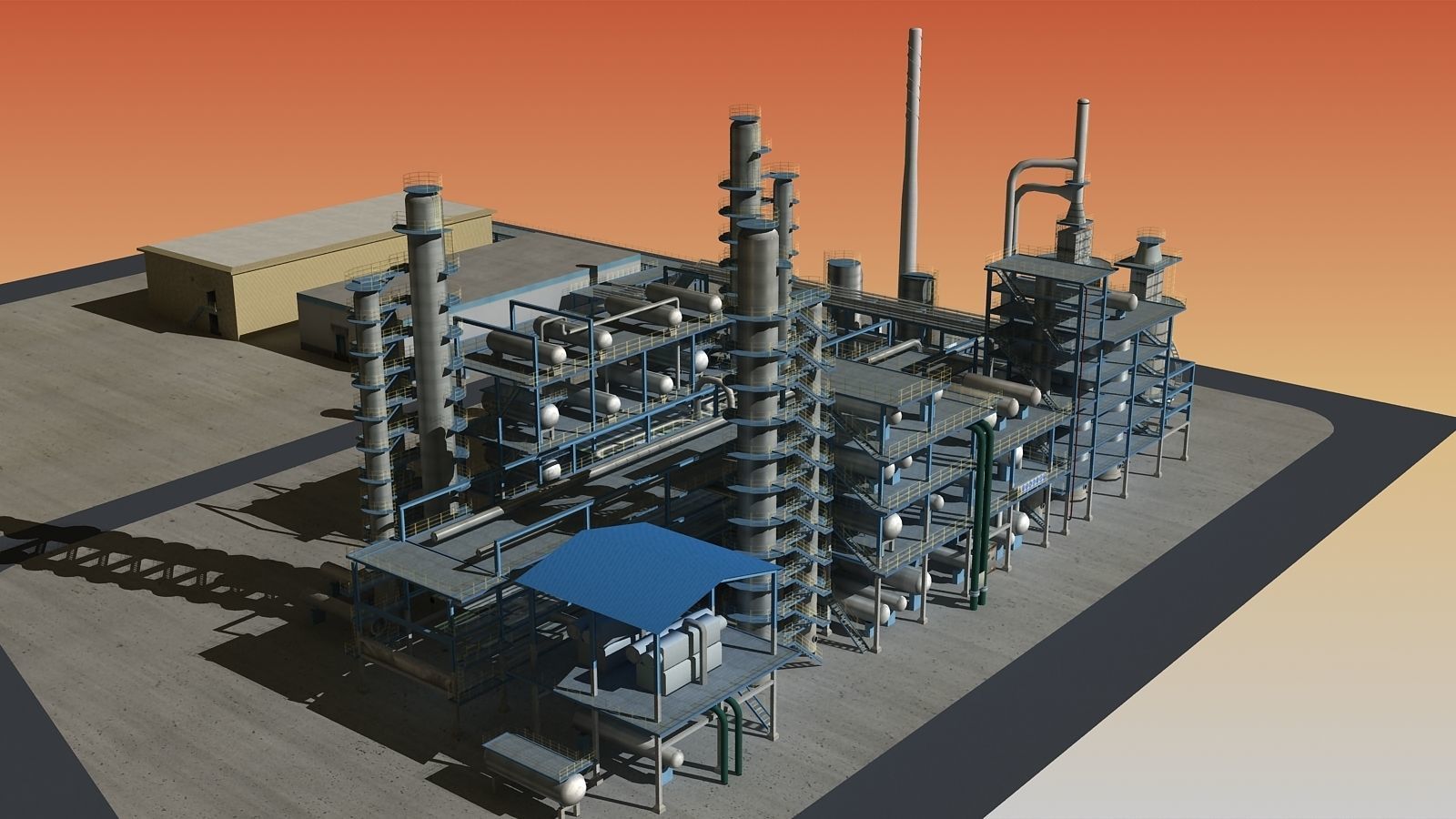 Refinery oil Low-poly 3D model_8