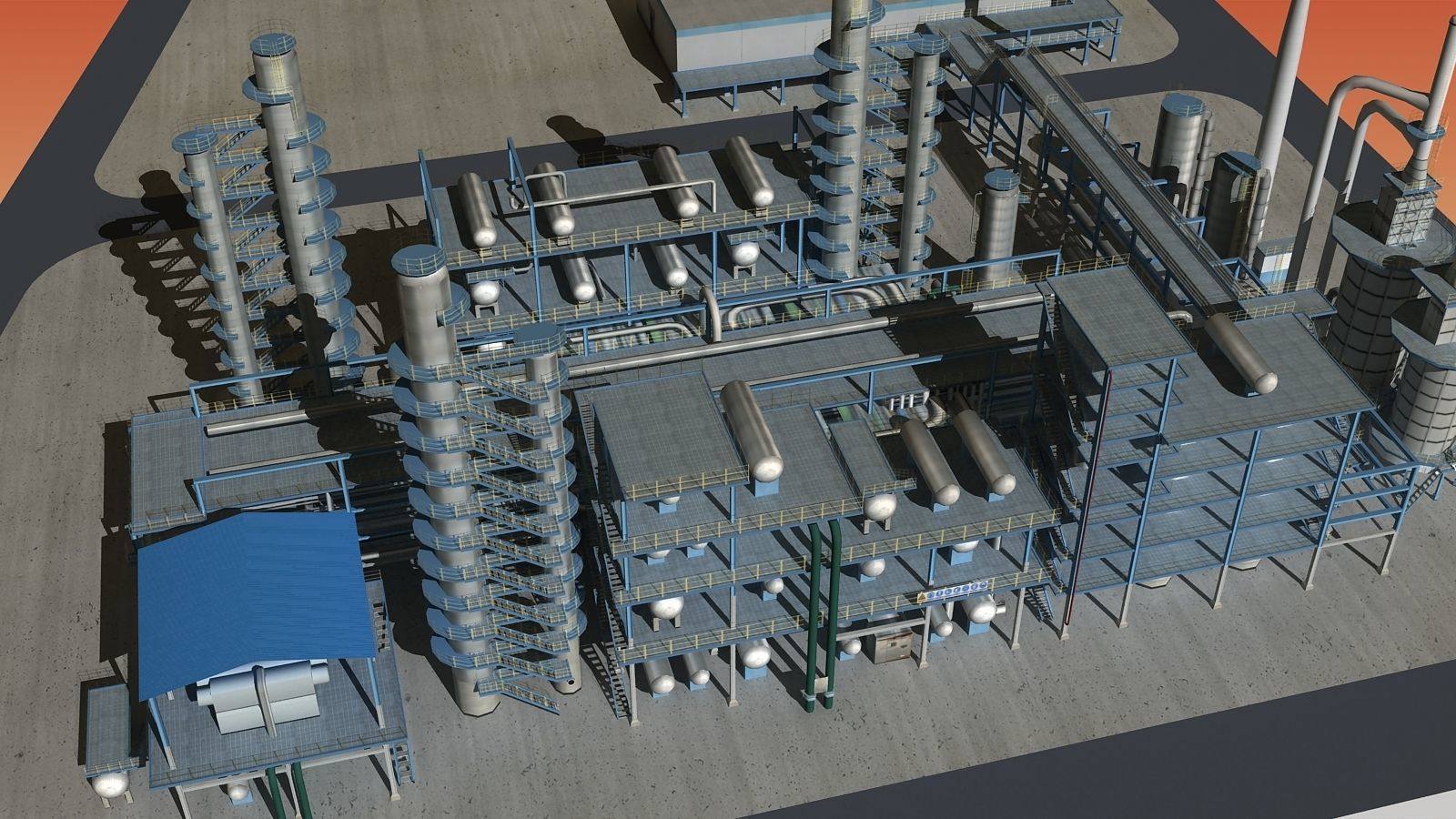 Refinery oil Low-poly 3D model_1