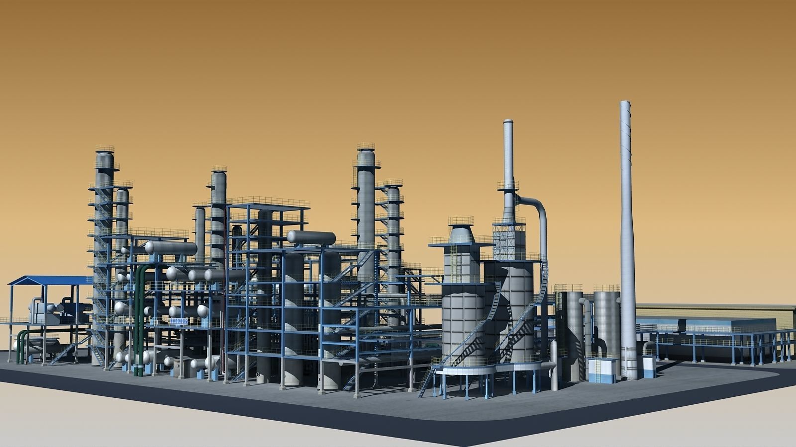 Refinery oil Low-poly 3D model_2