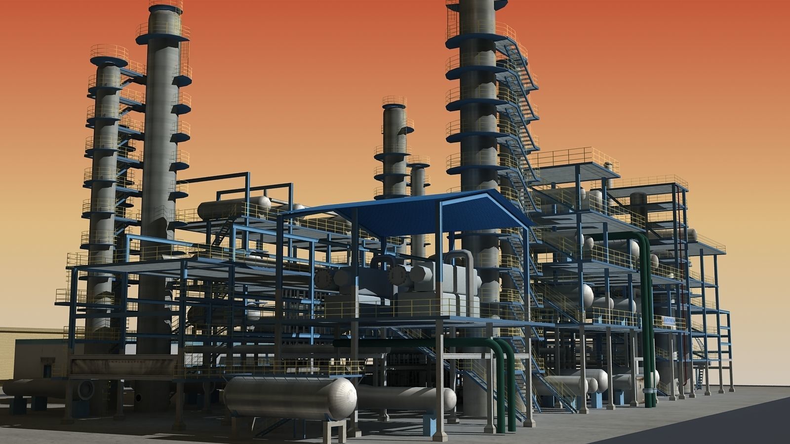 Refinery oil Low-poly 3D model_3