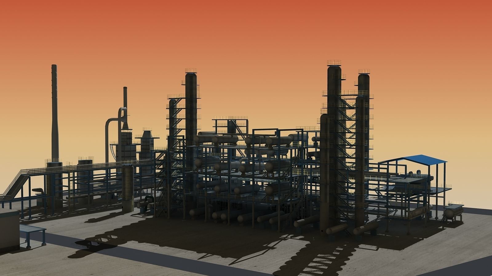 Refinery oil Low-poly 3D model_4