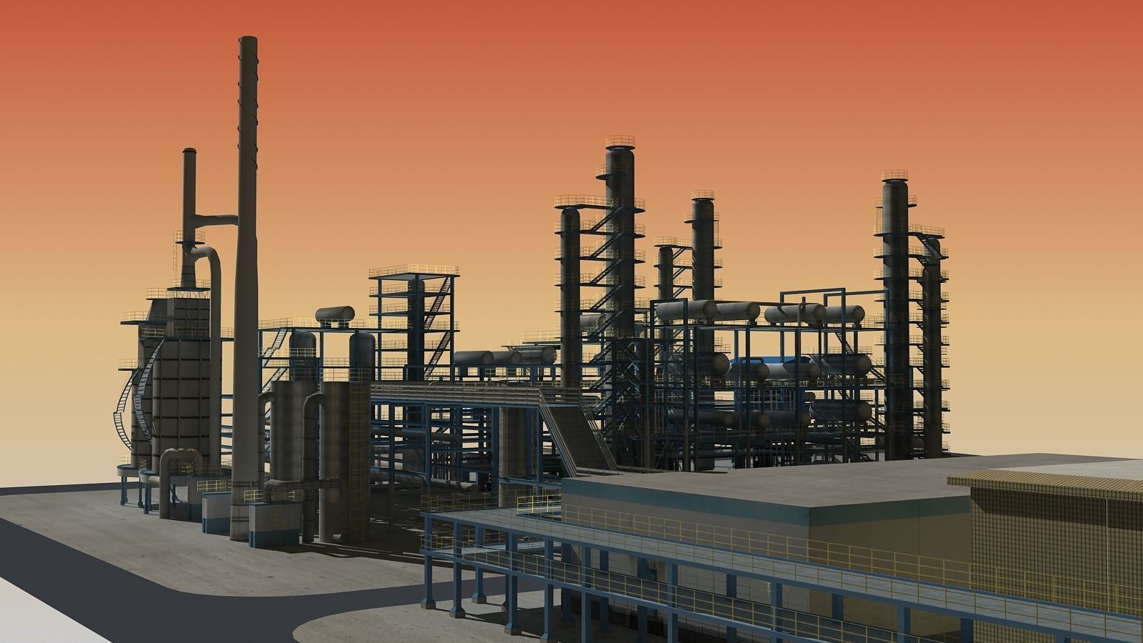 Refinery oil Low-poly 3D model_6