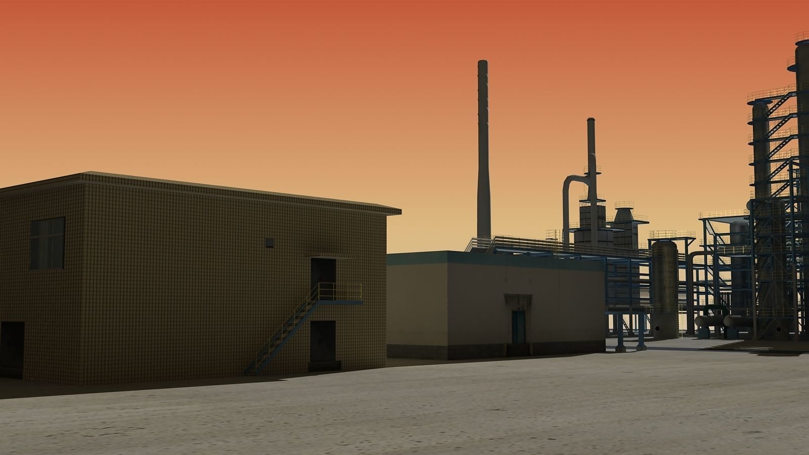 Refinery oil Low-poly 3D model_10