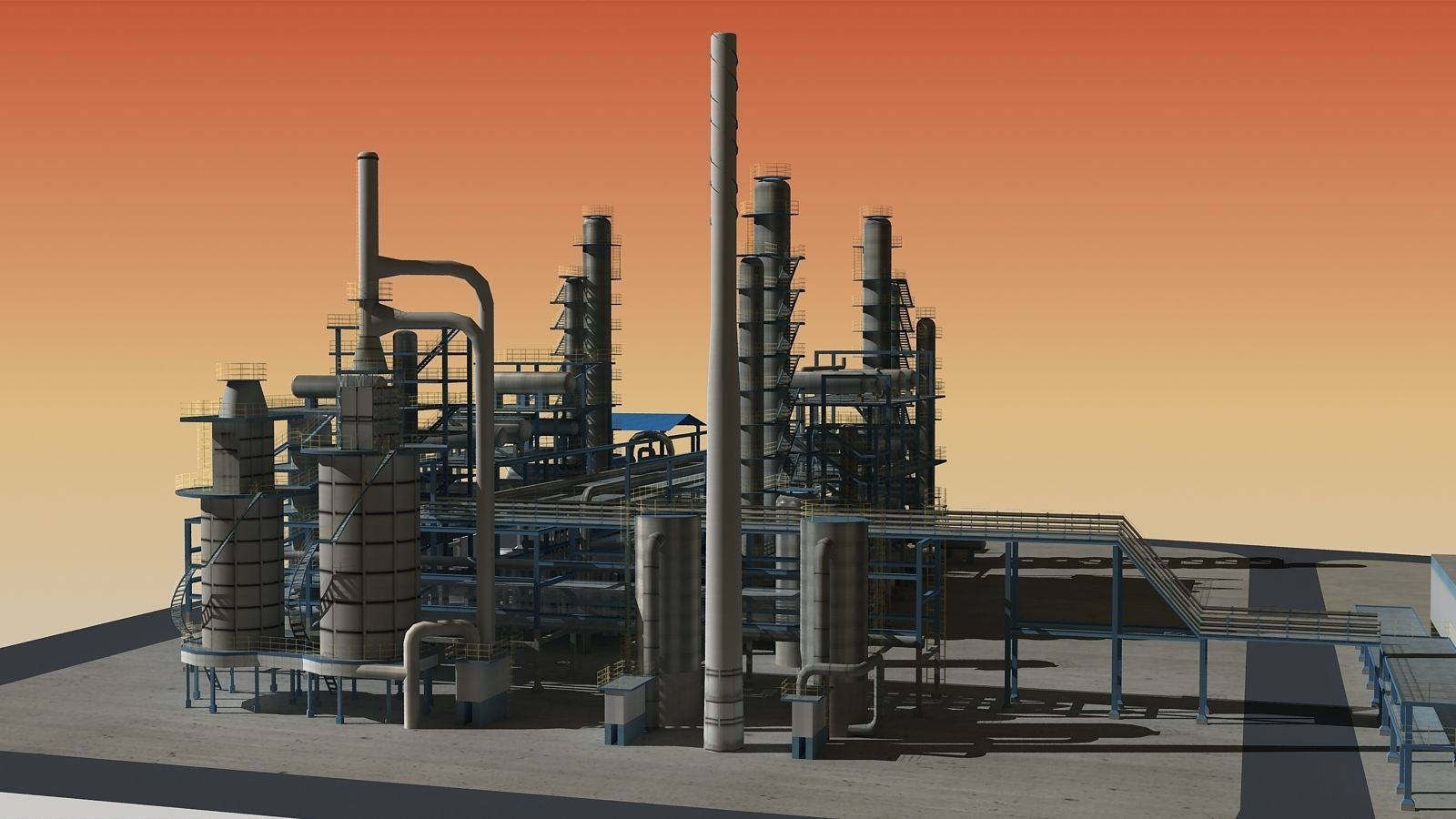 Refinery oil Low-poly 3D model_5
