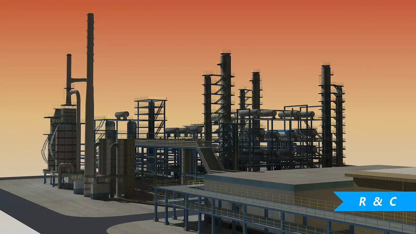 Refinery oil Low-poly 3D model_0