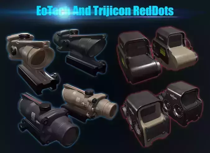 Low Poly EoTech and Trijicon RedDots