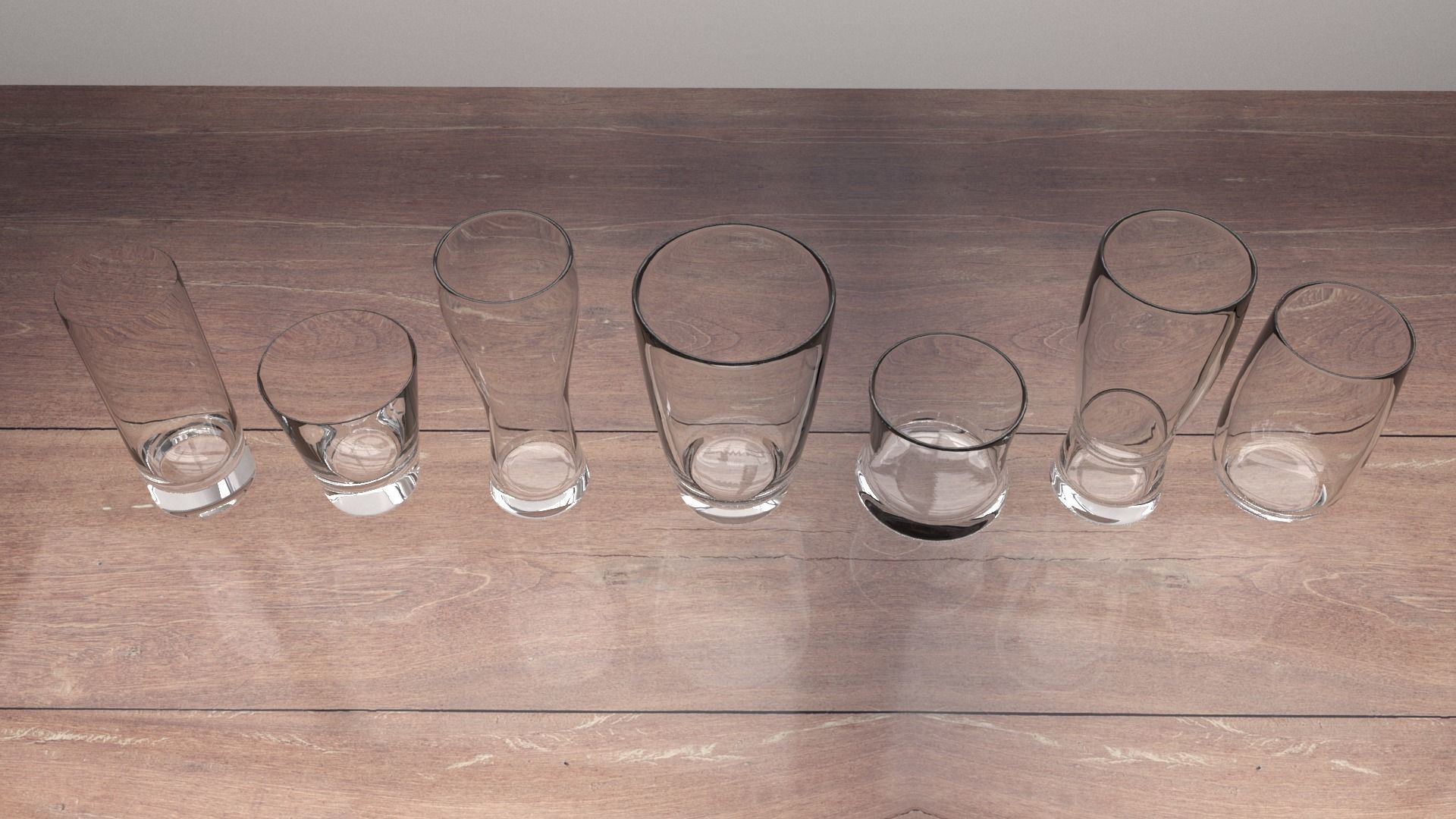 Water Glass Set Low-poly 3D model_4