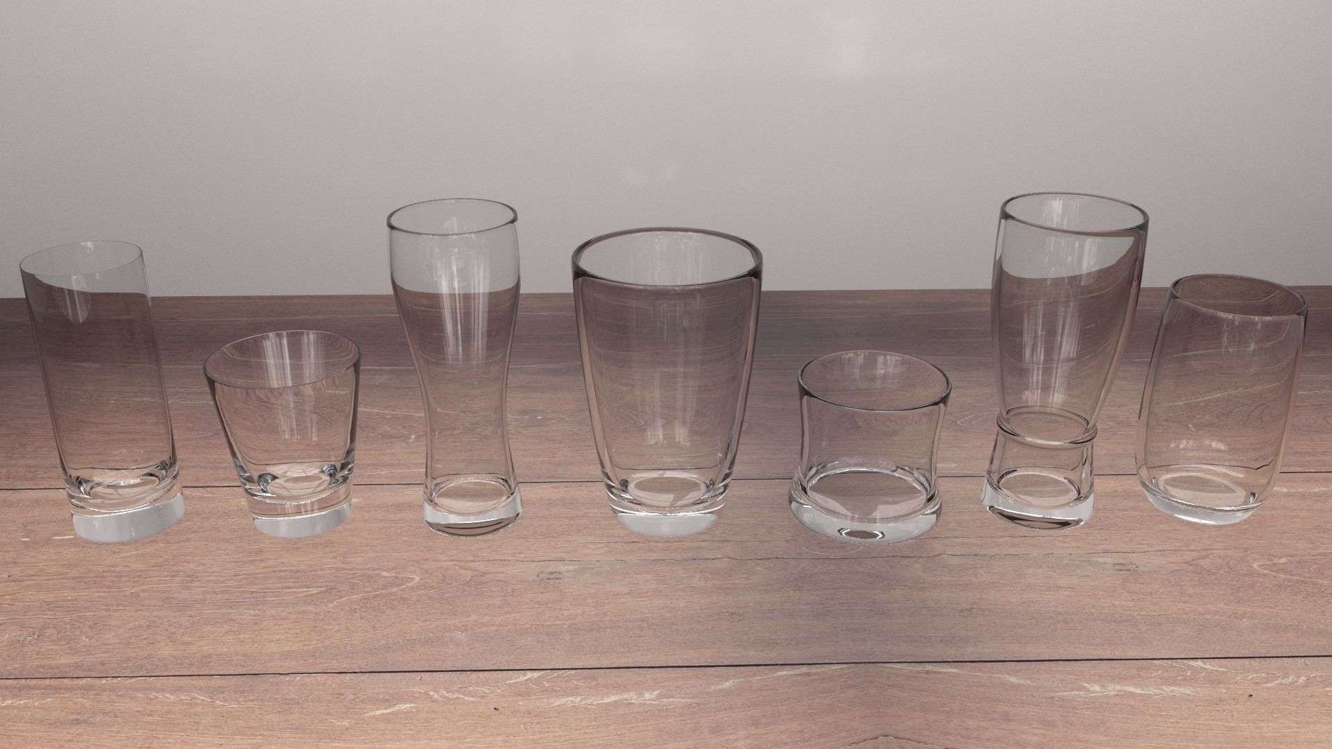 Water Glass Set Low-poly 3D model_7