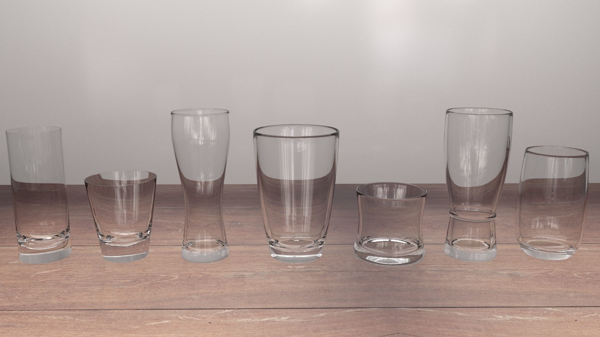 Water Glass Set Low-poly 3D model_3