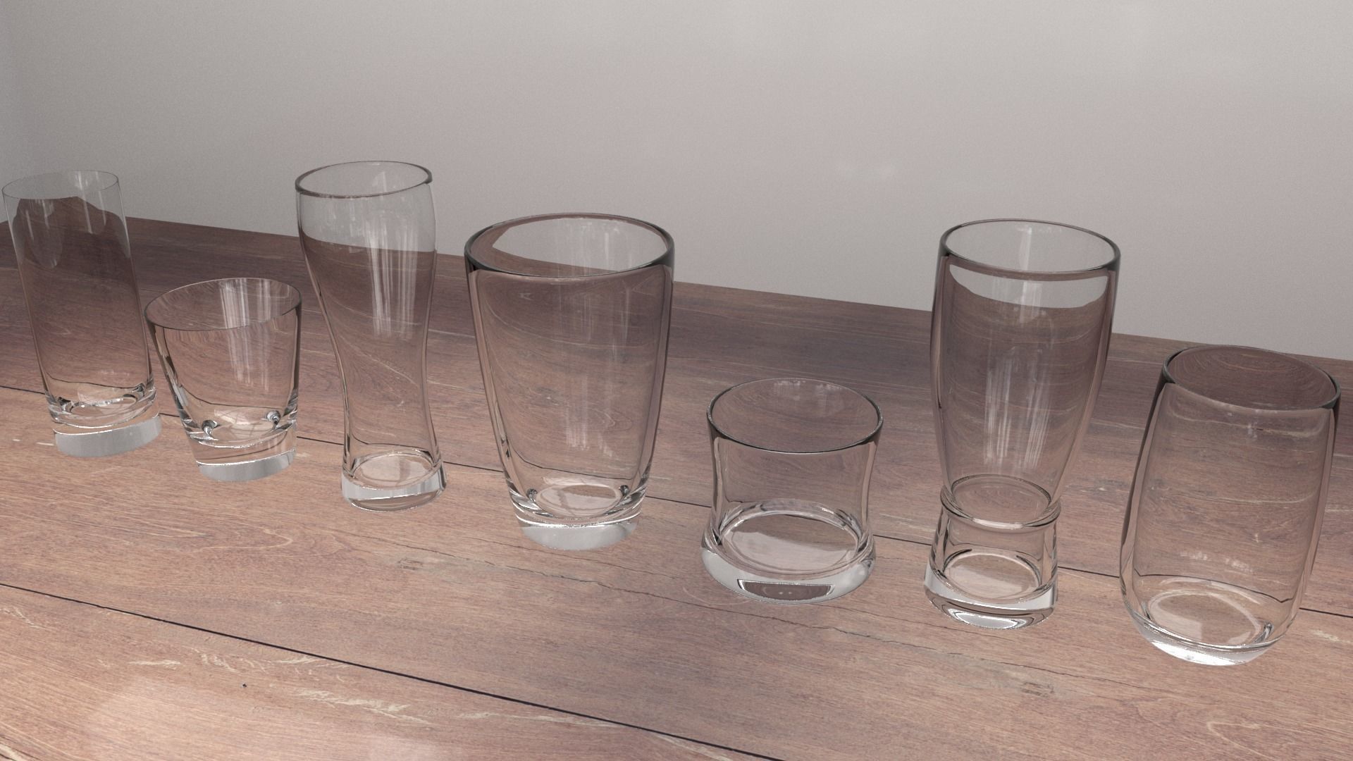 Water Glass Set Low-poly 3D model_9