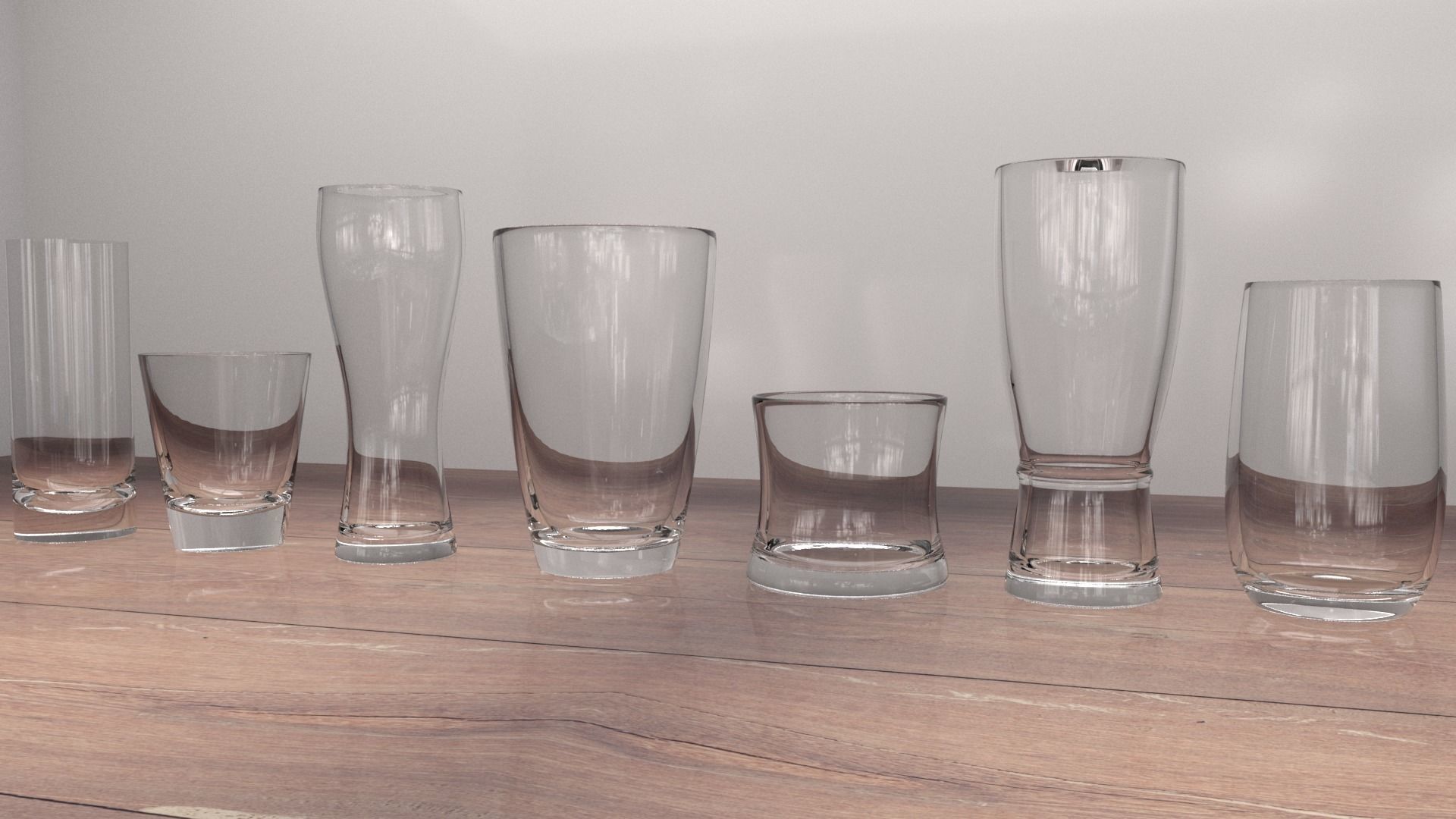 Water Glass Set Low-poly 3D model_2