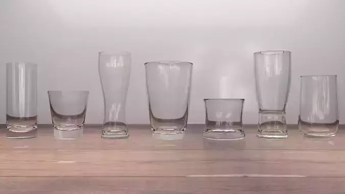 Water Glass Set Low-poly 3D model