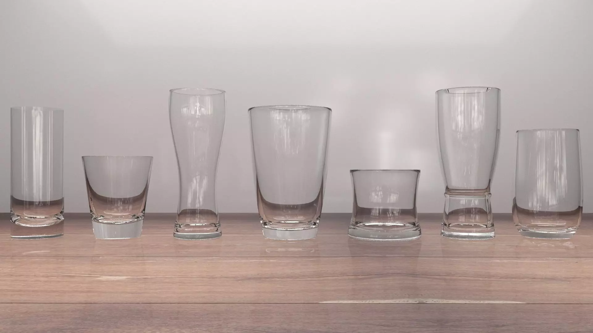 Water Glass Set Low-poly 3D model_0