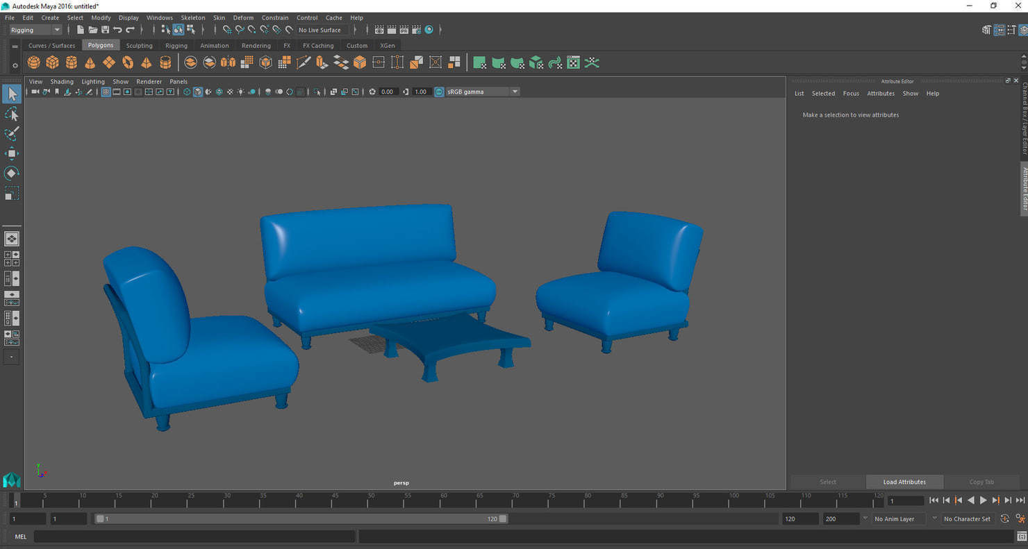 Cartoon Armchair  3D model_6