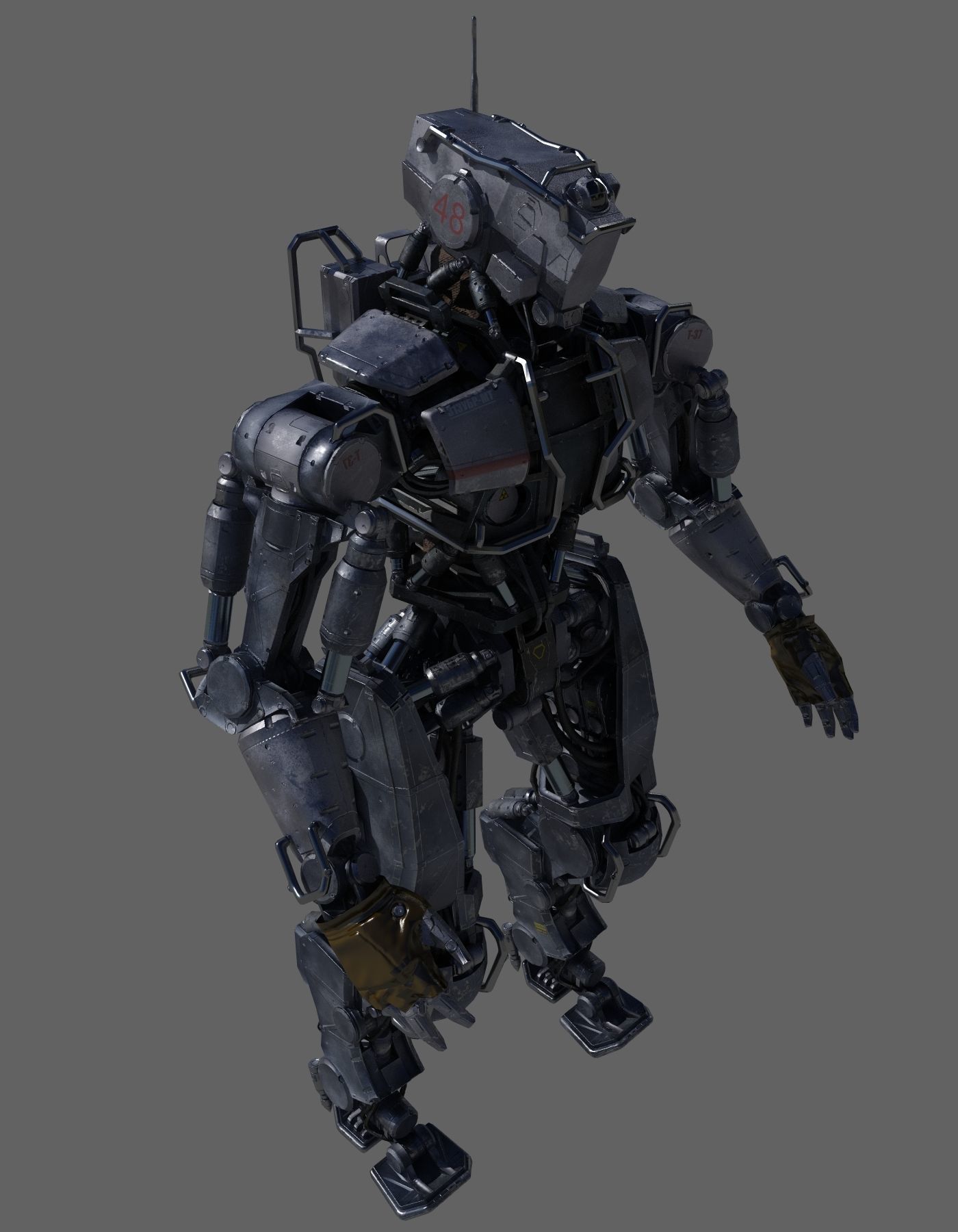 R-Soldier mid poly Low-poly 3D model_3