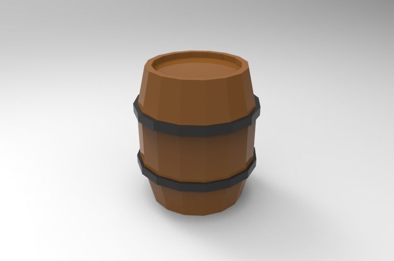 Barrel wooden Free low-poly 3D model_1