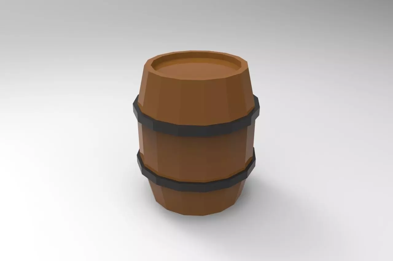 Barrel wooden Free low-poly 3D model_0