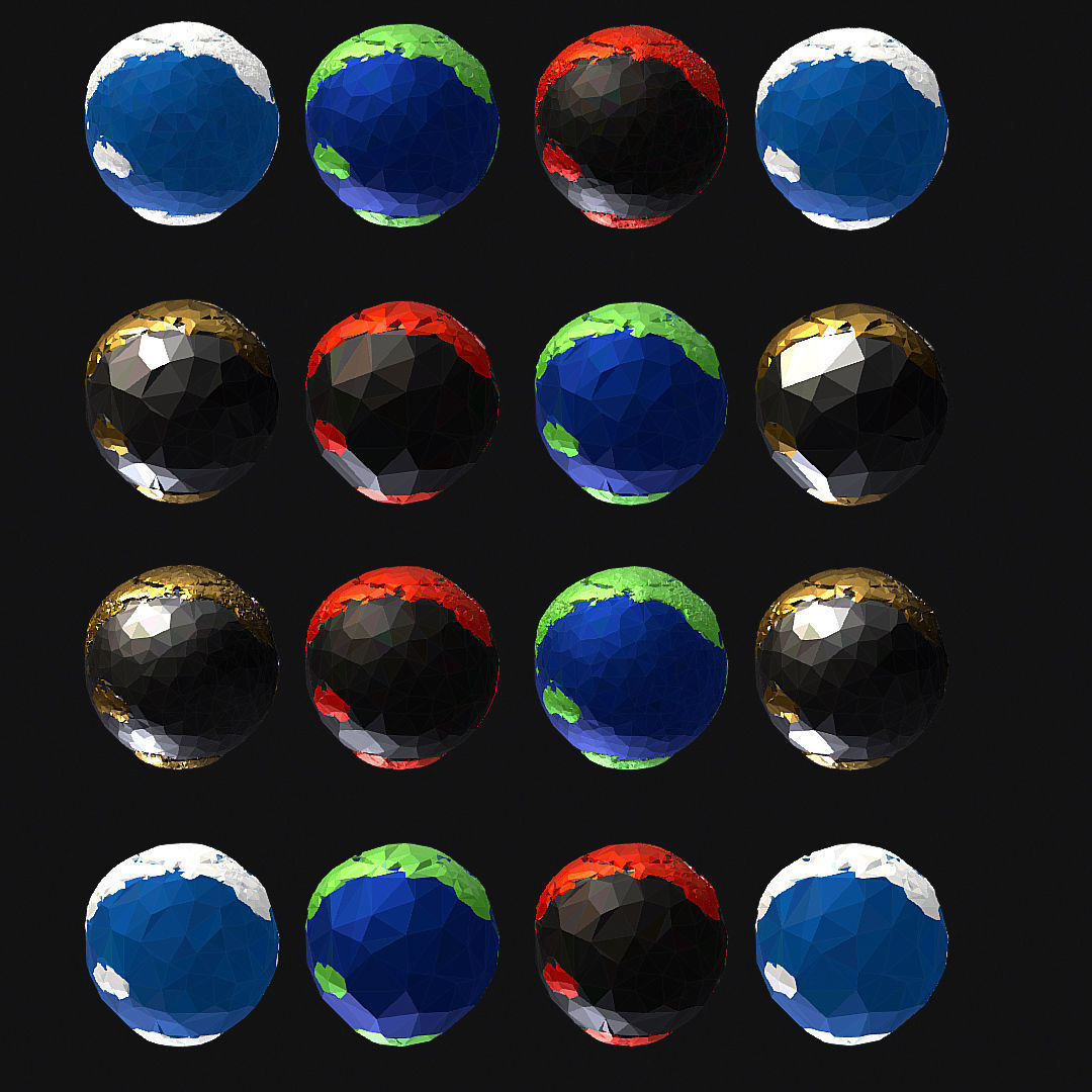 16 Animated Low Polygon Art Planets Earths Low-poly 3D model_40