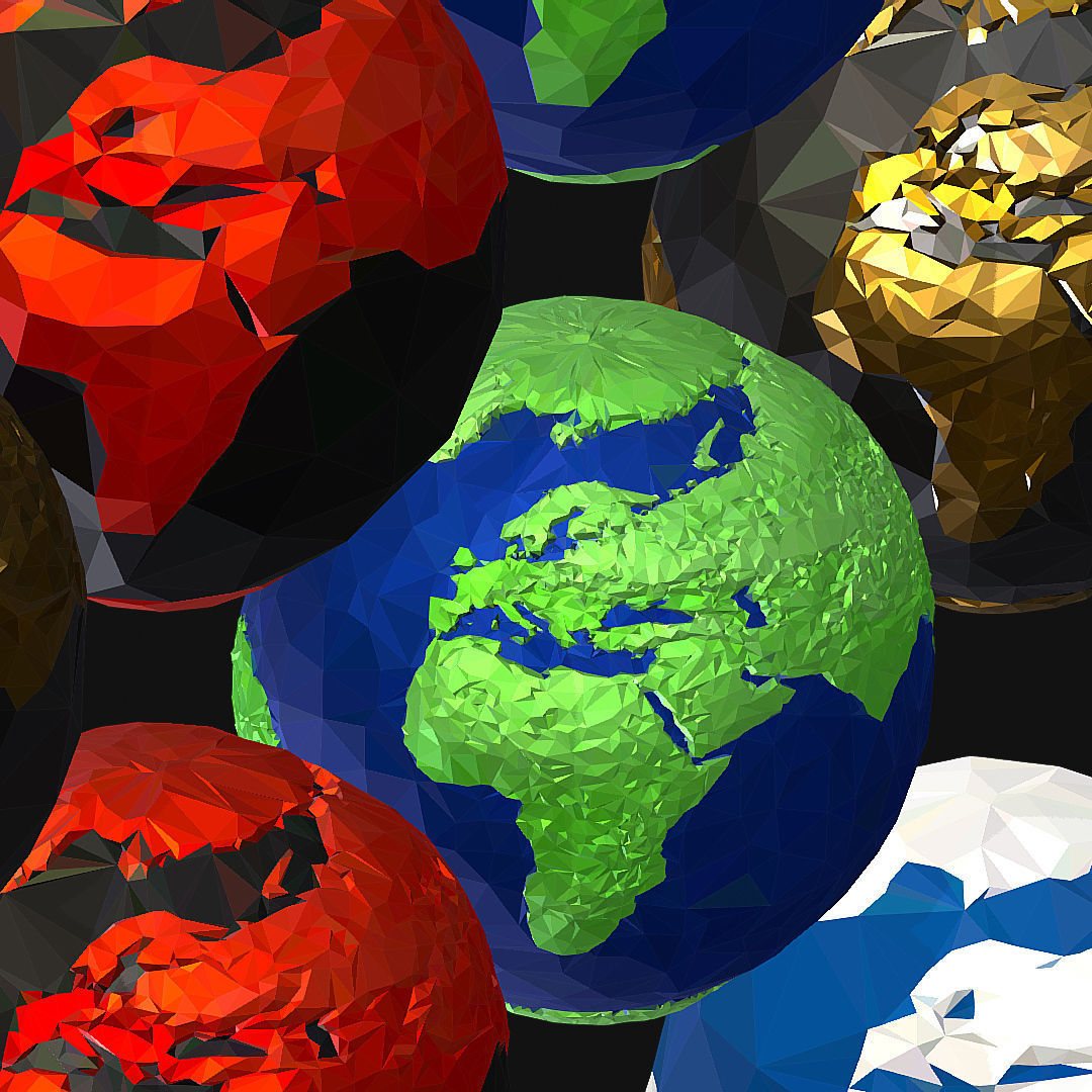 16 Animated Low Polygon Art Planets Earths Low-poly 3D model_51