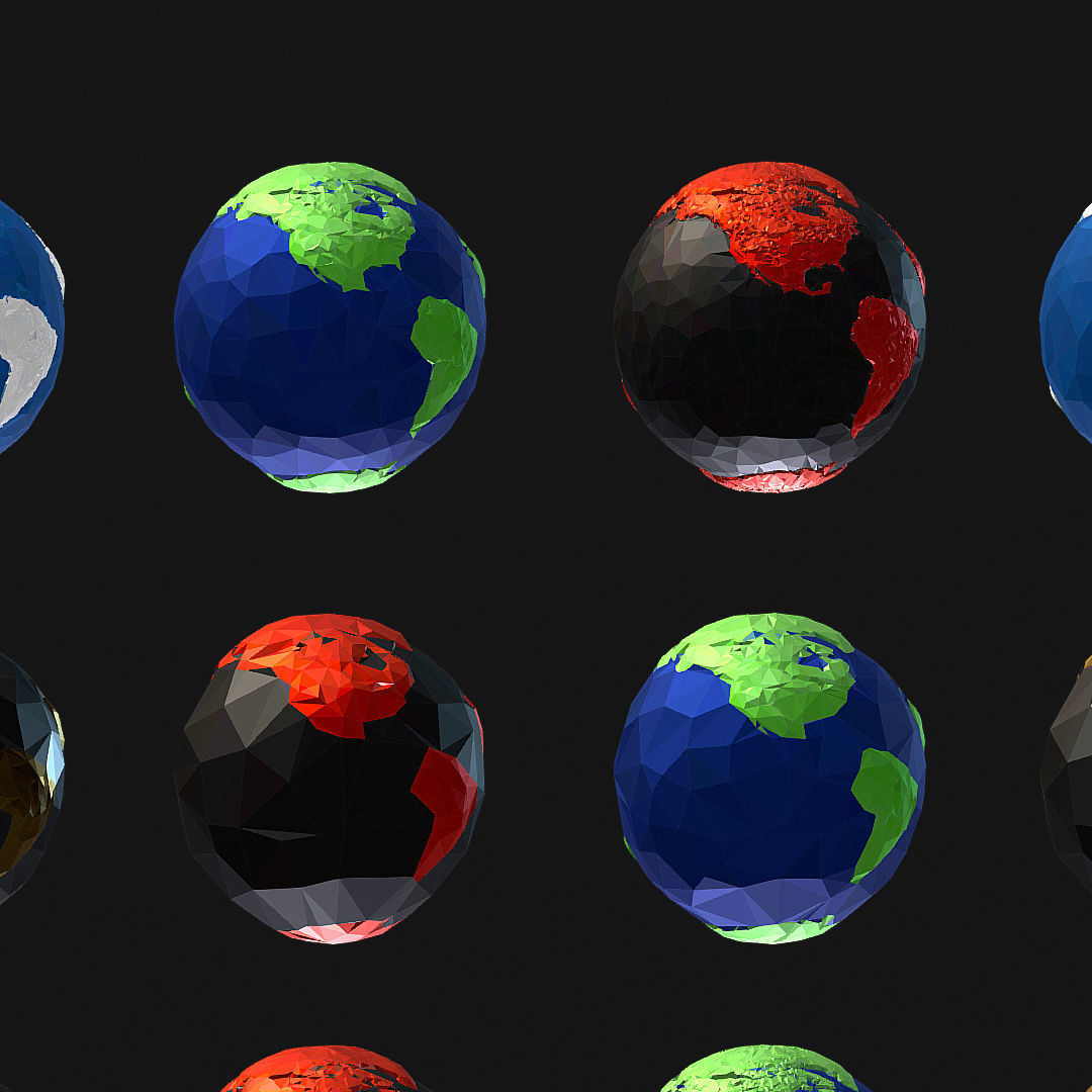 16 Animated Low Polygon Art Planets Earths Low-poly 3D model_3