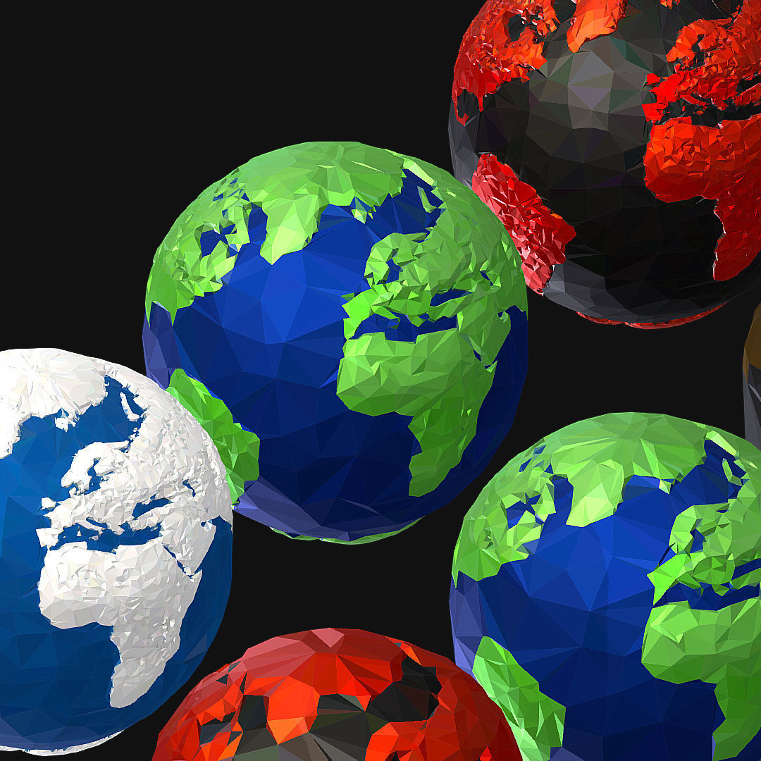 16 Animated Low Polygon Art Planets Earths Low-poly 3D model_59