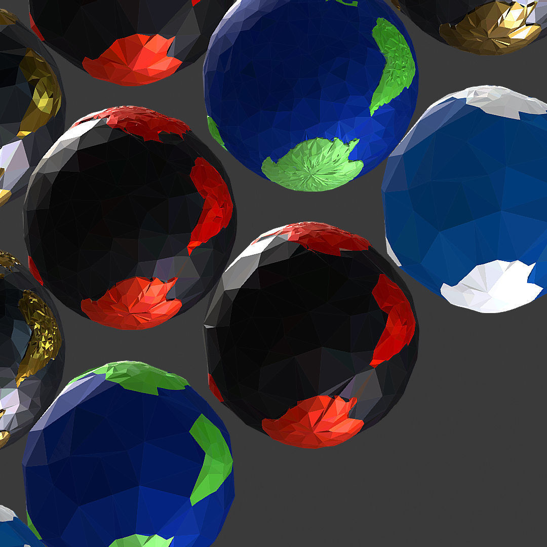 16 Animated Low Polygon Art Planets Earths Low-poly 3D model_53