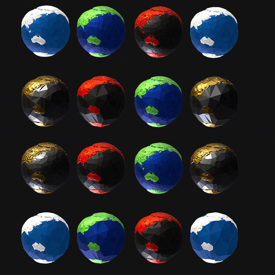 16 Animated Low Polygon Art Planets Earths Low-poly 3D model_38