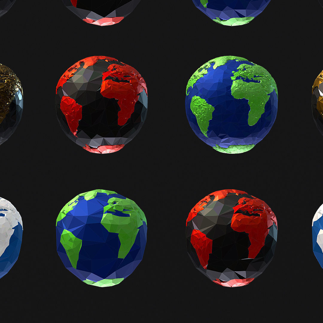 16 Animated Low Polygon Art Planets Earths Low-poly 3D model_15