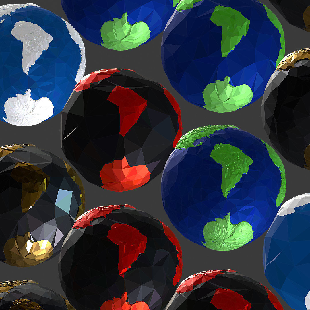 16 Animated Low Polygon Art Planets Earths Low-poly 3D model_68