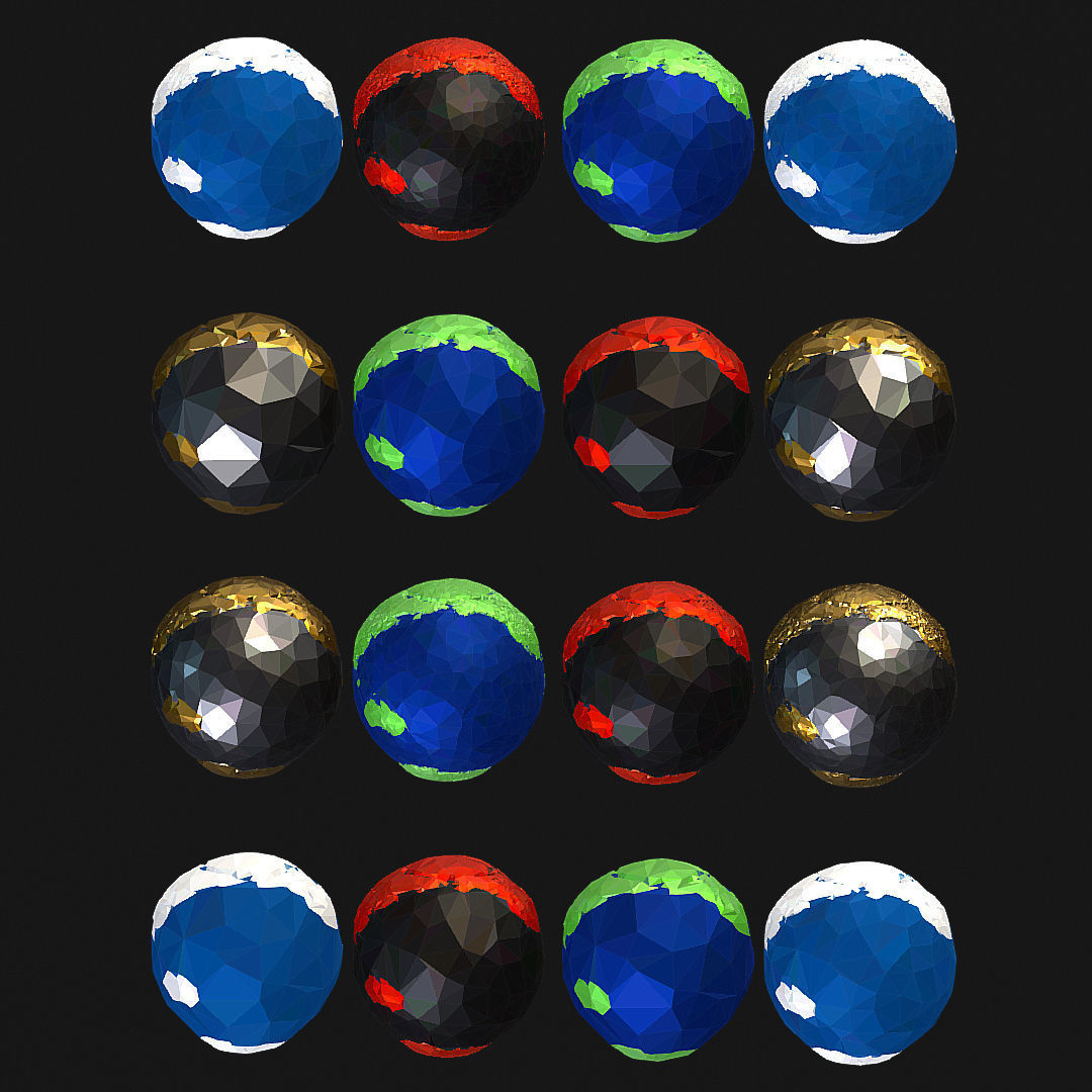 16 Animated Low Polygon Art Planets Earths Low-poly 3D model_44