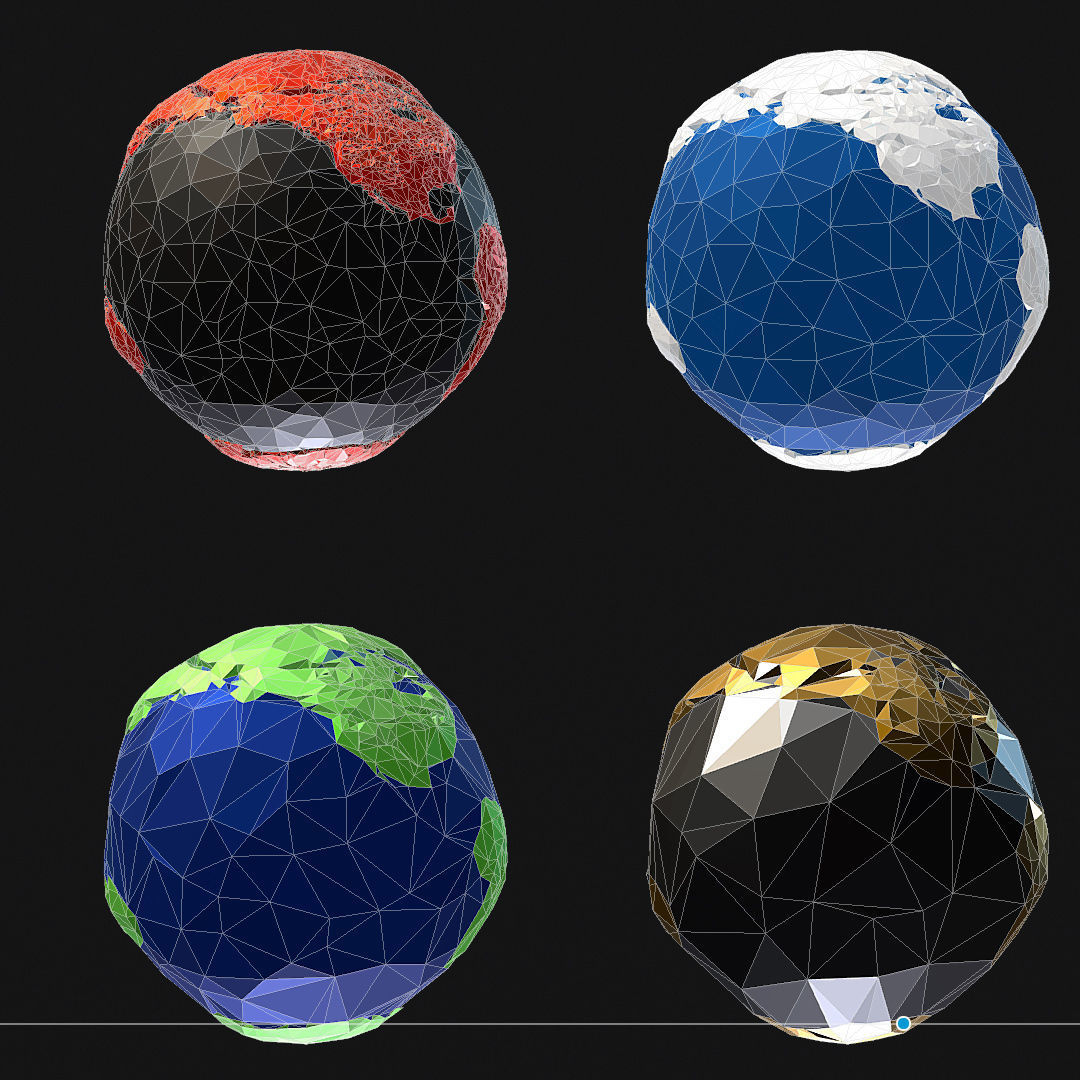 16 Animated Low Polygon Art Planets Earths Low-poly 3D model_76