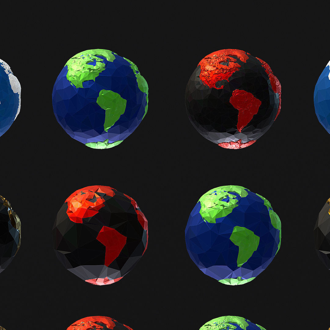 16 Animated Low Polygon Art Planets Earths Low-poly 3D model_8
