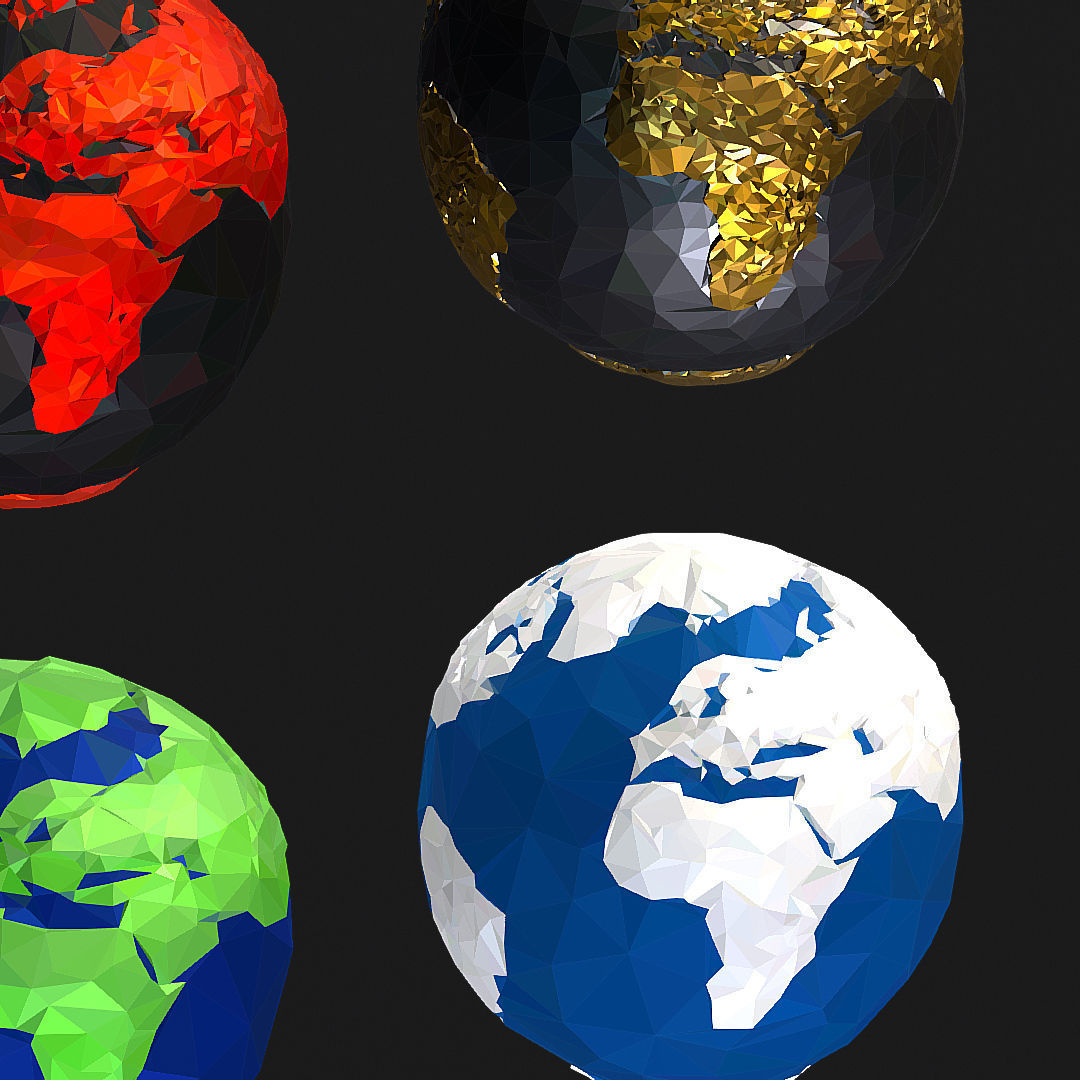 16 Animated Low Polygon Art Planets Earths Low-poly 3D model_64