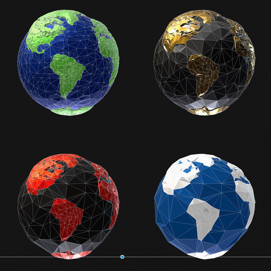 16 Animated Low Polygon Art Planets Earths Low-poly 3D model_75