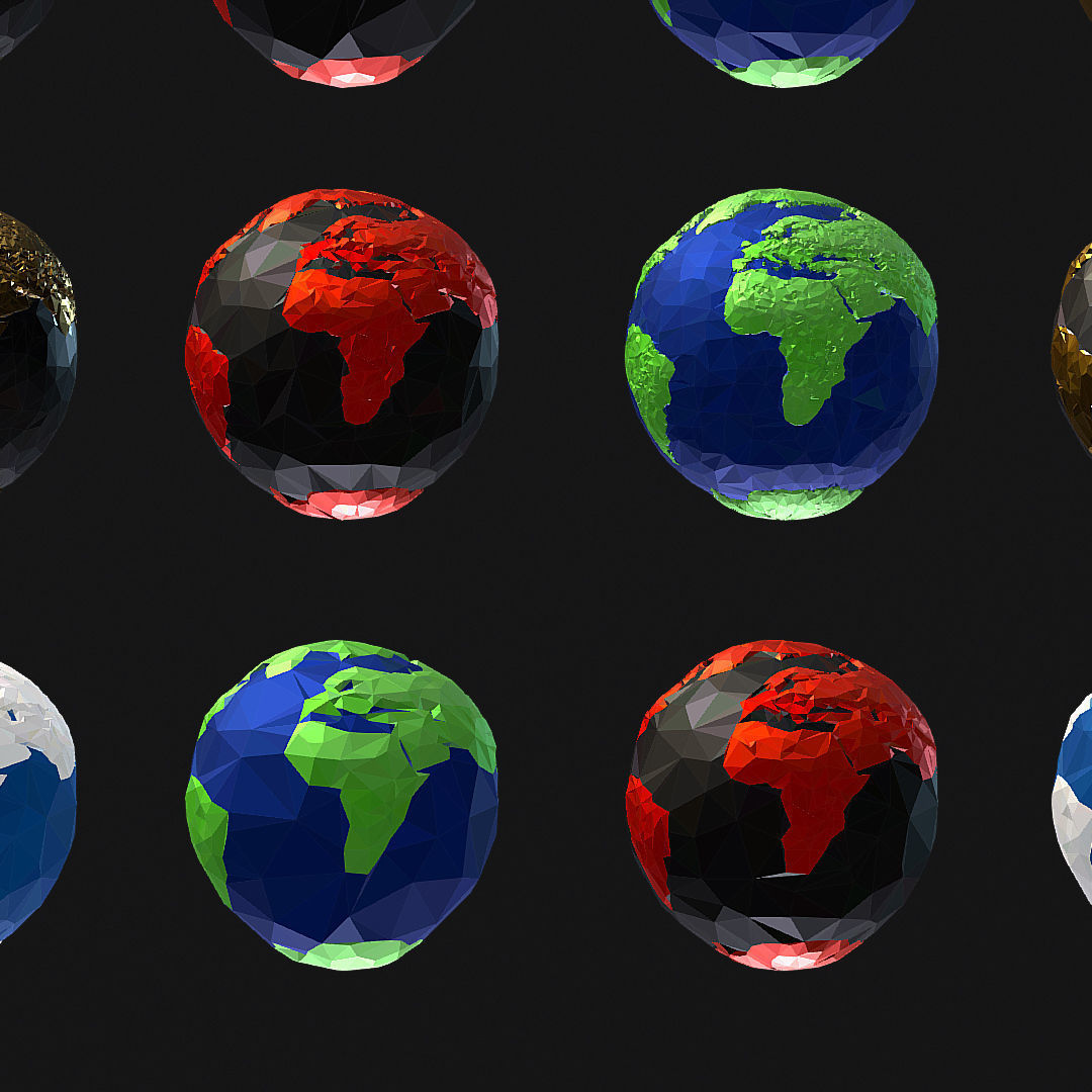 16 Animated Low Polygon Art Planets Earths Low-poly 3D model_14