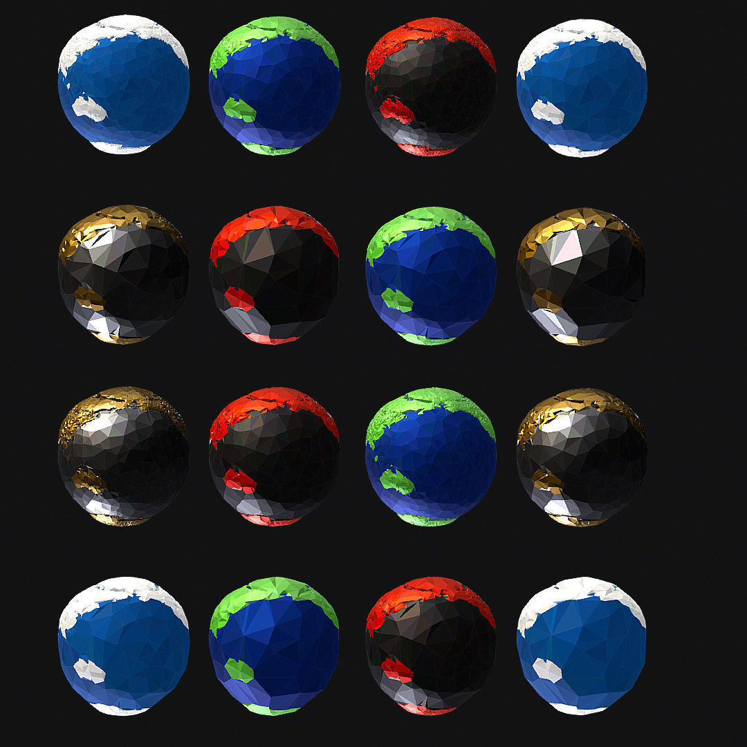 16 Animated Low Polygon Art Planets Earths Low-poly 3D model_39