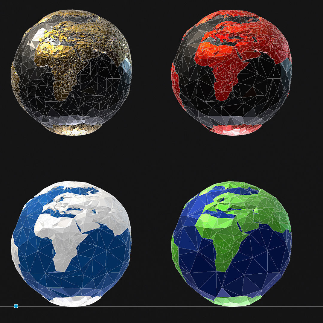 16 Animated Low Polygon Art Planets Earths Low-poly 3D model_74