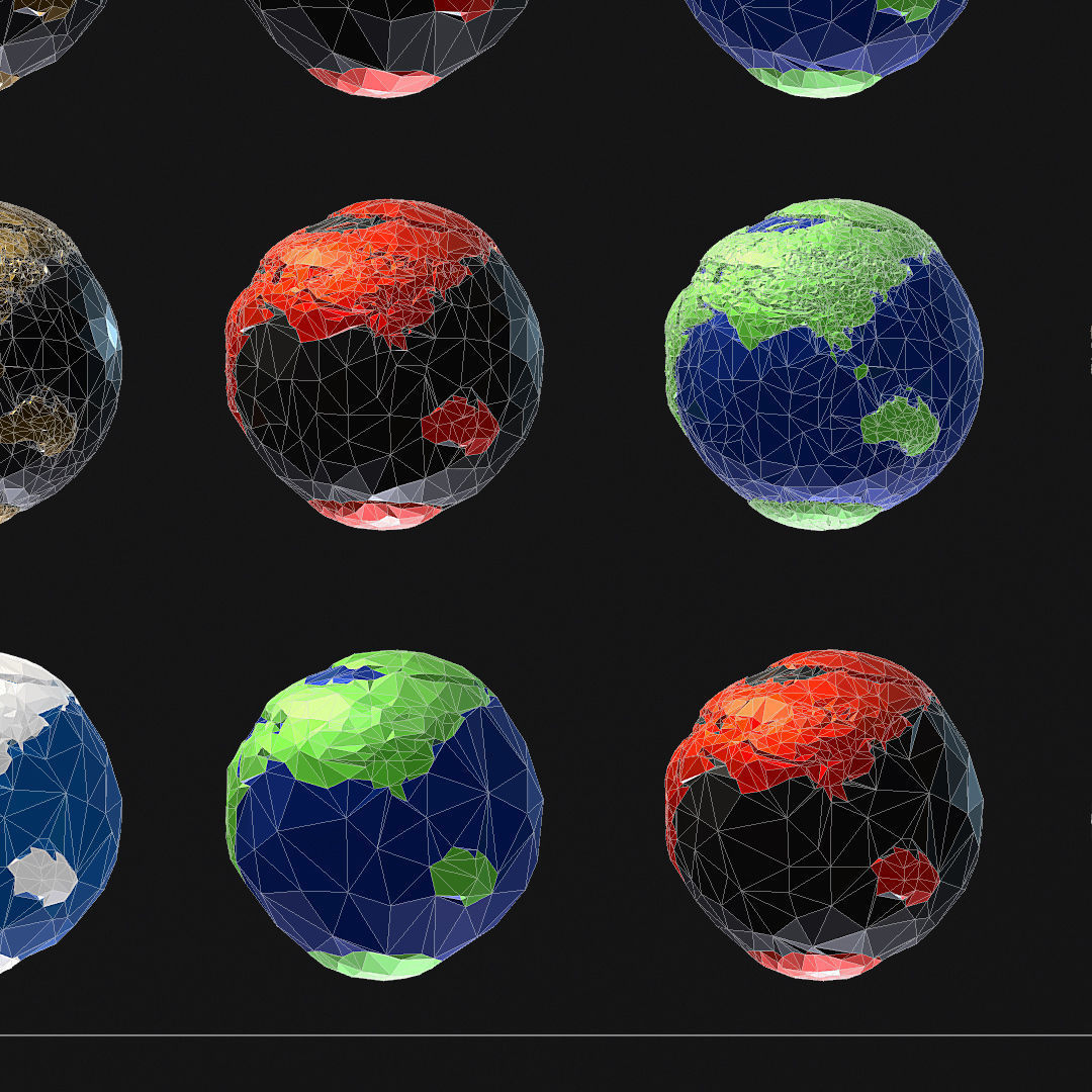 16 Animated Low Polygon Art Planets Earths Low-poly 3D model_78