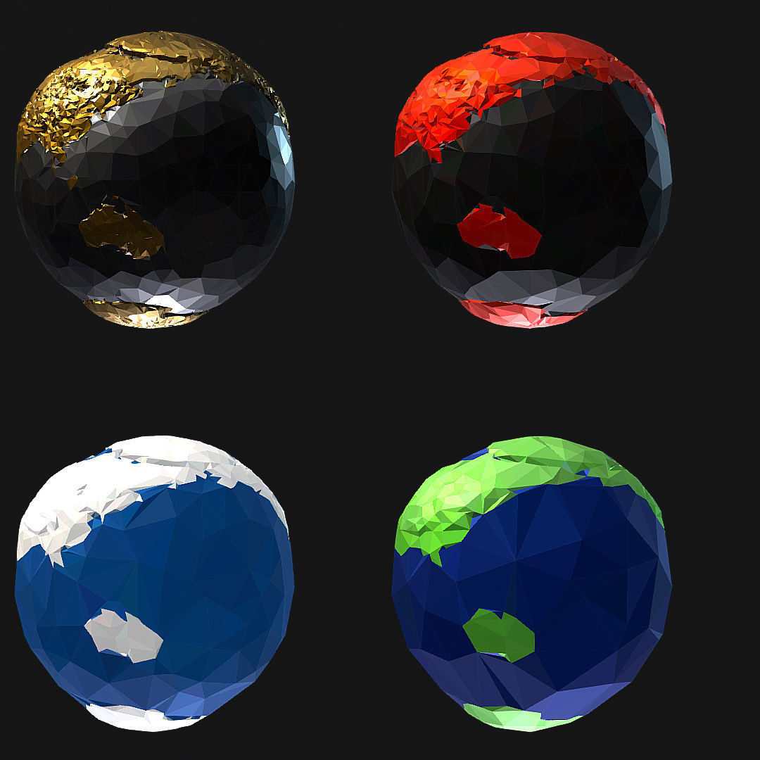 16 Animated Low Polygon Art Planets Earths Low-poly 3D model_17